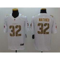 Arizona Cardinals #32 Tyrann Mathieu White Salute to Service Limited Nike NFL Jersey