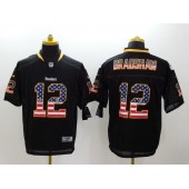 Pittsburgh Steelers #12 Terry Bradshaw Black Fashion USA Flag Number Men Football Elite Nike NFL Jersey