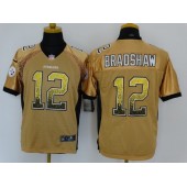 Pittsburgh Steelers #12 Terry Bradshaw Gold Embroidered Men Nike NFL Elite Drift Jersey