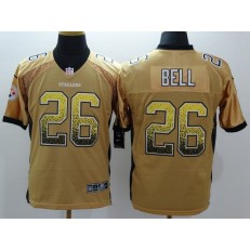 Pittsburgh Steelers #26 Le Veon Bell Gold Embroidered Men Nike NFL Elite Drift Jersey