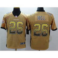 Pittsburgh Steelers #26 Le Veon Bell Gold Embroidered Men Nike NFL Elite Drift Jersey