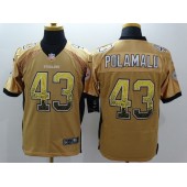 Pittsburgh Steelers #43 Troy Polamalu Gold Embroidered Men Nike NFL Elite Drift Jersey