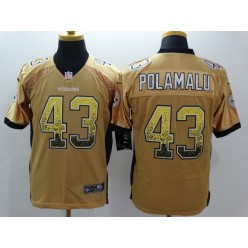 Pittsburgh Steelers #43 Troy Polamalu Gold Embroidered Men Nike NFL Elite Drift Jersey