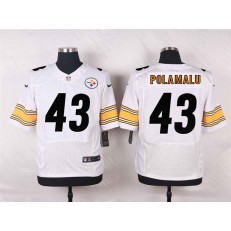 Pittsburgh Steelers #43 Troy Polamalu White Men Football Elite Nike NFL Jersey
