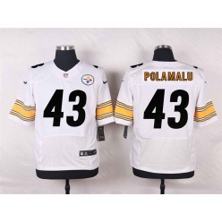 Pittsburgh Steelers #43 Troy Polamalu White Men Football Elite Nike NFL Jersey