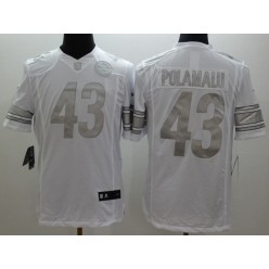 Pittsburgh Steelers #43 Troy Polamalu White Men Stitched Nike NFL Limited Platinum Jersey