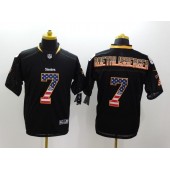 Pittsburgh Steelers #7 Ben Roethlisberger Black Fashion USA Flag Number Men Football Elite Nike NFL Jersey