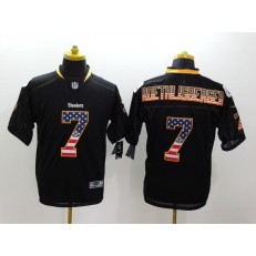 Pittsburgh Steelers #7 Ben Roethlisberger Black Fashion USA Flag Number Men Football Elite Nike NFL Jersey