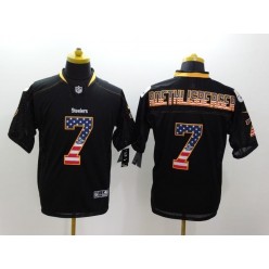 Pittsburgh Steelers #7 Ben Roethlisberger Black Fashion USA Flag Number Men Football Elite Nike NFL Jersey