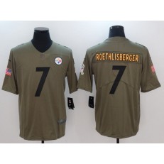 Pittsburgh Steelers #7 Ben Roethlisberger Olive 2017 Salute To Service Limited Men Nike NFL Jersey