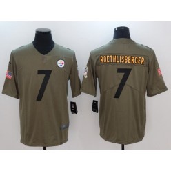 Pittsburgh Steelers #7 Ben Roethlisberger Olive 2017 Salute To Service Limited Men Nike NFL Jersey