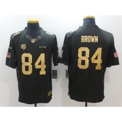 Pittsburgh Steelers #84 Antonio Brown Anthracite Gold Salute to Service Limited Men Nike NFL Jersey