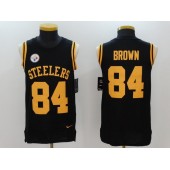 Pittsburgh Steelers #84 Antonio Brown Black Color Rush Name And Number Tank Top Men Nike NFL Jersey
