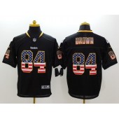 Pittsburgh Steelers #84 Antonio Brown Black Fashion USA Flag Number Men Football Elite Nike NFL Jersey