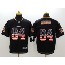 Pittsburgh Steelers #84 Antonio Brown Black Fashion USA Flag Number Men Football Elite Nike NFL Jersey