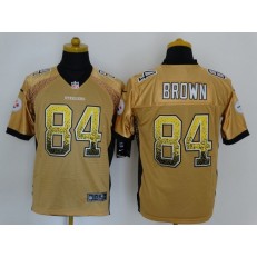 Pittsburgh Steelers #84 Antonio Brown Gold Embroidered Men Nike NFL Elite Drift Jersey