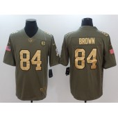 Pittsburgh Steelers #84 Antonio Brown Olive Gold Salute To Service Limited Men Nike NFL Jersey