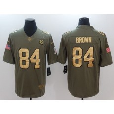 Pittsburgh Steelers #84 Antonio Brown Olive Gold Salute To Service Limited Men Nike NFL Jersey
