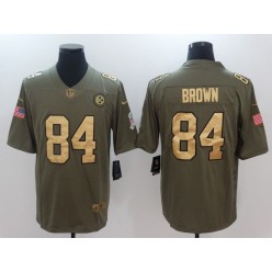 Pittsburgh Steelers #84 Antonio Brown Olive Gold Salute To Service Limited Men Nike NFL Jersey