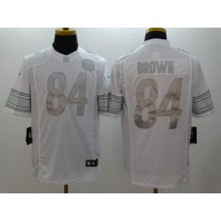 Pittsburgh Steelers #84 Antonio Brown White Men Stitched Nike NFL Limited Platinum Jersey