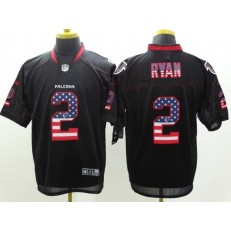 Atlanta Falcons #2 Matt Ryan Black Fashion USA Flag Number Elite Nike NFL Jersey