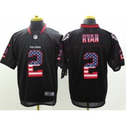Atlanta Falcons #2 Matt Ryan Black Fashion USA Flag Number Elite Nike NFL Jersey