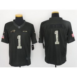 Carolina Panthers #1 Cam Newton Anthracite 2016 Salute to Service Limited Nike NFL Jersey