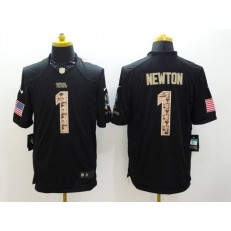 Carolina Panthers #1 Cam Newton Black Men Stitched Nike NFL Limited Salute to Service Jersey