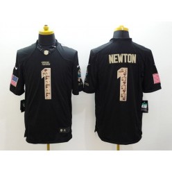 Carolina Panthers #1 Cam Newton Black Men Stitched Nike NFL Limited Salute to Service Jersey