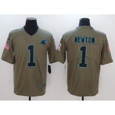 Carolina Panthers #1 Cam Newton Olive 2017 Salute To Service Limited Men Nike NFL Jersey