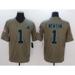Carolina Panthers #1 Cam Newton Olive 2017 Salute To Service Limited Men Nike NFL Jersey