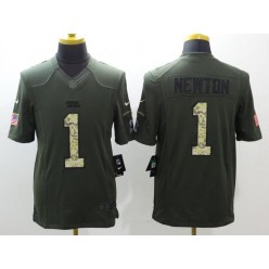 Carolina Panthers #1 Cam Newton Olive Men Stitched Nike NFL Limited Salute to Service Jersey