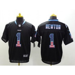 Carolina Panthers #1 Cam Newton USA Flag Fashion Black 2014 Men Elite Football Nike NFL Jersey
