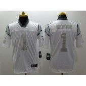 Carolina Panthers #1 Cam Newton White Platinum Men's Football Nike NFL Jersey