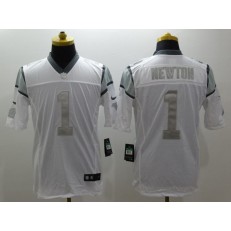Carolina Panthers #1 Cam Newton White Platinum Men's Football Nike NFL Jersey