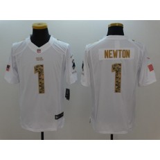 Carolina Panthers #1 Cam Newton White Salute To Service Limited Men Nike NFL Jersey