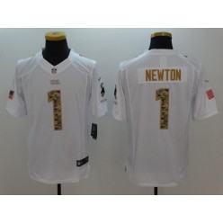 Carolina Panthers #1 Cam Newton White Salute To Service Limited Men Nike NFL Jersey