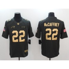Carolina Panthers #22 Christian McCaffrey Anthracite Gold Salute to Service Limited Nike NFL Jersey