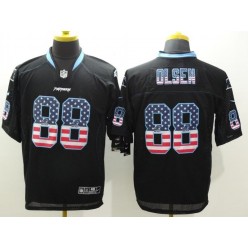 Carolina Panthers #88 USA Flag Fashion Black 2014 Men Elite Football Nike NFL Jersey