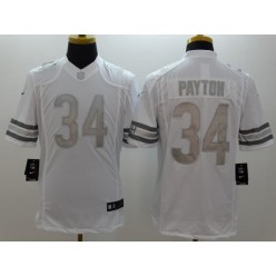 Chicago Bears #34 Walter Payton White Men Stitched Nike NFL Limited Platinum Jersey