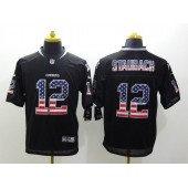 Dallas Cowboys #12 Roger Staubach Black Men Stitched Nike NFL Elite USA Flag Fashion Jersey