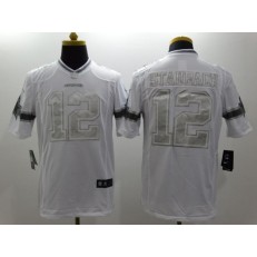 Dallas Cowboys #12 Roger Staubach White Platinum Men Football Nike NFL Jersey