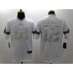 Dallas Cowboys #12 Roger Staubach White Platinum Men Football Nike NFL Jersey