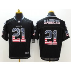 Dallas Cowboys #21 Deion Sanders Black Men Stitched Nike NFL Elite USA Flag Fashion Jersey