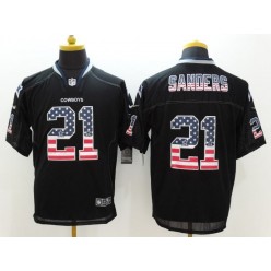 Dallas Cowboys #21 Deion Sanders Black Men Stitched Nike NFL Elite USA Flag Fashion Jersey