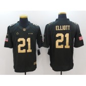 Dallas Cowboys #21 Ezekiel Elliott Anthracite Gold Limited Men Nike NFL Jersey