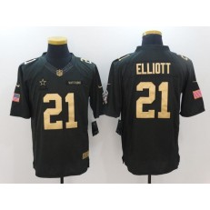 Dallas Cowboys #21 Ezekiel Elliott Anthracite Gold Limited Men Nike NFL Jersey