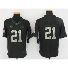 Dallas Cowboys #21 Ezekiel Elliott Anthracite Salute to Service Limited Men Nike NFL Jersey