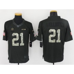 Dallas Cowboys #21 Ezekiel Elliott Anthracite Salute to Service Limited Men Nike NFL Jersey