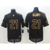 Dallas Cowboys #21 Ezekiel Elliott Black Men Nike NFL Elite Pro Line Gold Jersey
